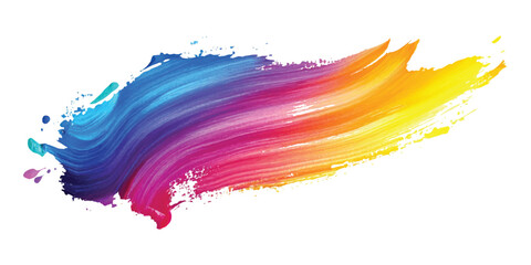 Colorful ink brush stroke with a rainbow color. Vector brush stroke texture on isolated background.