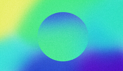 Abstract composition of colorful gradient shapes with vibrant mood against a grainy texture background for retro design concept