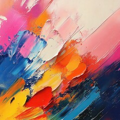 an abstract painting using random brush strokes infuse by pastel and vibrant color theme