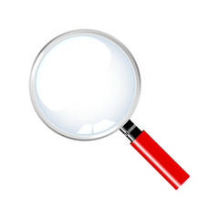 Magnifying glass loupe with gray handle on white background