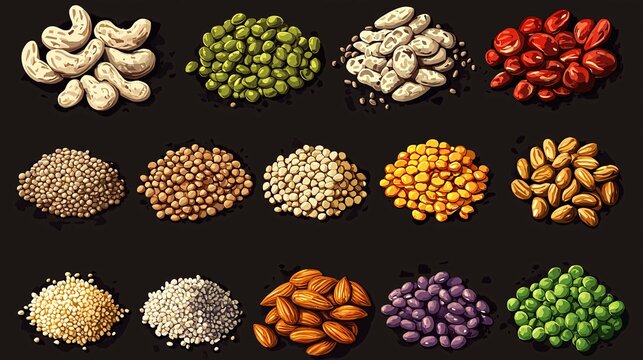 Alternative protein examples on a white background highlight diverse plant-based foods like lentils, quinoa, and nuts.