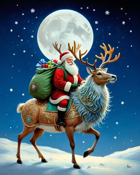 Santa Claus and Prancer the reindeer