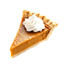 Pumpkin Pie Slice with Whipped Cream Thanksgiving Dessert