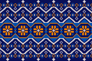 Seamless pattern Indigo geometric art, traditional aesthetics.