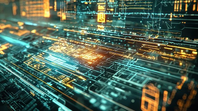 An artistic visualization of the future of manufacturing enhanced by artificial intelligence technology