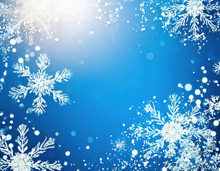 snowflakes on blue background. winter holiday background for new year and christmas greeting card.