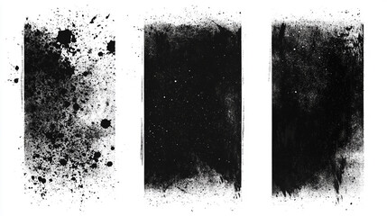 Set of black abstract Ink stain isolated on white background.