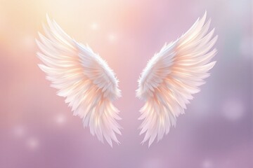 Fototapeta premium Soft Ethereal White Angel Wings on a Pastel Gradient Background