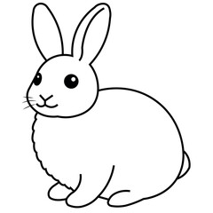 Rabbit in doodle simple style on white background