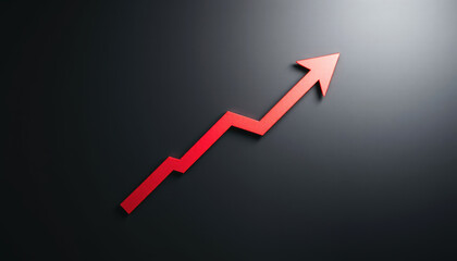 red arrow on a black background graph of success concept