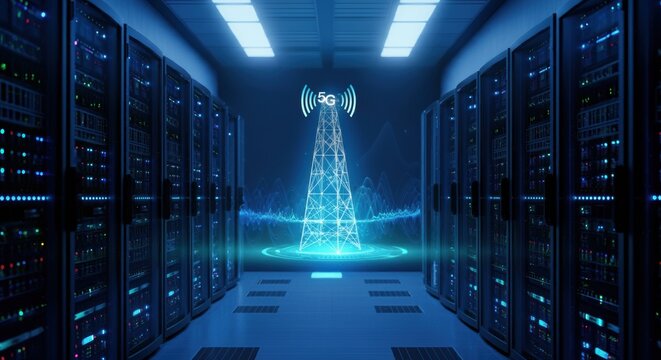 5G Network Hologram - Data Center Visualization