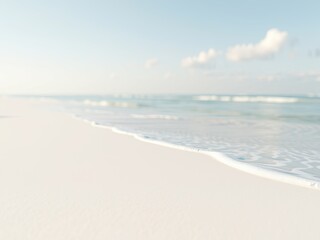 Obraz premium Soft focus image of a white sand beach with gentle wave patterns and ripples, wave pattern, seaside scenery., sandy terrain, white sand texture
