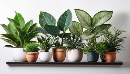 Obraz premium 横に並んだたくさんの観葉植物。AIで生成