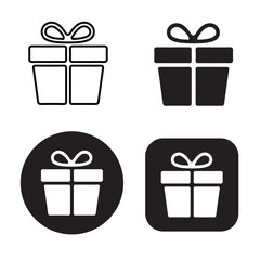 Gift box icons silhouette vector clipart. 4 Gift boxes symbol illustration.