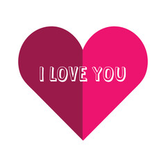 I love you vector design romantic card message with pink heart. I love you text design on heart shape. Valentines day design.