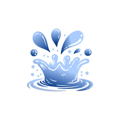 Illustration of water splash with drops and ripples