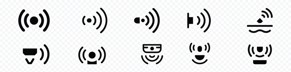 motion sensor icon. , Sensor wave Icon Set. Vector Icons for Motion Detectors and Alarms. sensor wave icon, motion sensor, move radio signal