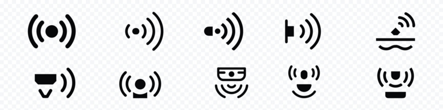 motion sensor icon. , Sensor wave Icon Set. Vector Icons for Motion Detectors and Alarms. sensor wave icon, motion sensor, move radio signal
