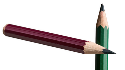 Green and red pencils isolated on white  
