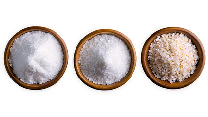 Different Types of Salt in Wooden Bowls  
