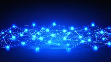 Obraz premium Abstract Blue Network of Glowing Points and Lines