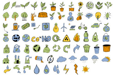 Eco doodle illustration Set
