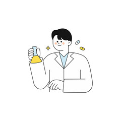 Nutrient & Vitamin Character 2 Scientist Holding Beaker