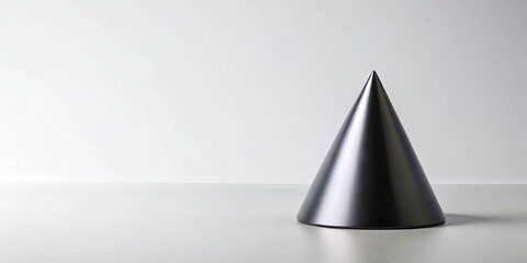 Fototapeta premium Sleek metallic cone on a minimalist white surface, ideal for modern design presentations and product displays