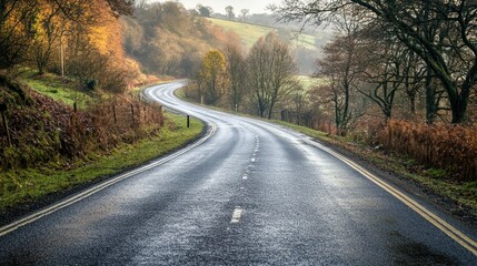 Fototapeta premium Typical UK road with familiar signage, road markings, and countryside or urban surroundings