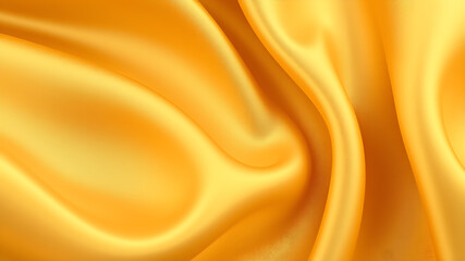 Fototapeta premium Close-up texture of natural golden silk. Light gold fabric smooth texture surface background. Smooth elegant golden silk in sepia tone.3D vector illustration. Generative AI
