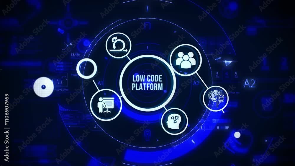 Wall mural low code software development platform technology concept.