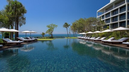 Infinity Pool Overlooking Ocean at a Luxury Resort