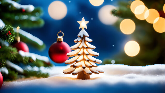 christmas tree in snow