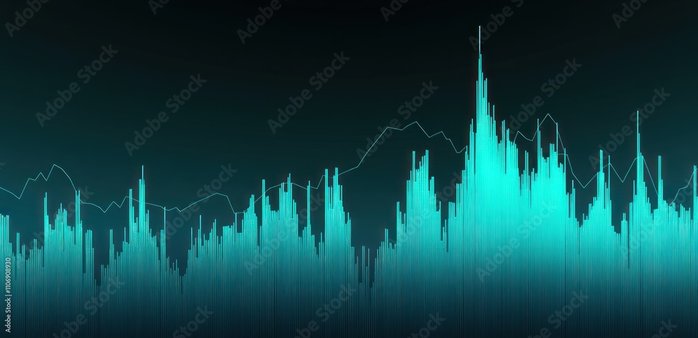 Fototapete A digital representation of sound waves displayed in a gradient color scheme.