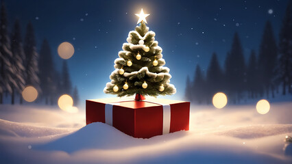 christmas tree in snow