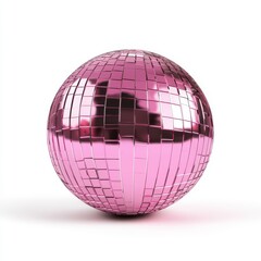 Pink disco ball isolated on white background