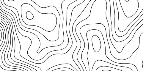Abstract topographic contours map background. Lines Topographic contour lines map seamless pattern. The black on white contours topography stylized height of the lines map.