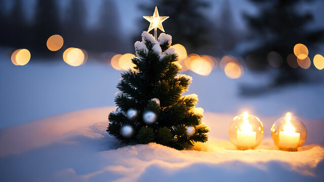 christmas tree in snow