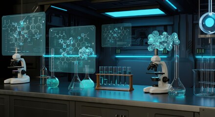 Modern Science Laboratory with Advanced Interactive Displays