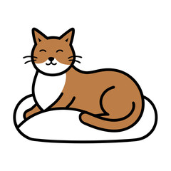 Relaxed Cat Line Art Illustration.