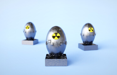 Obraz premium Air atomic bombs on blue background. 3d-rendering