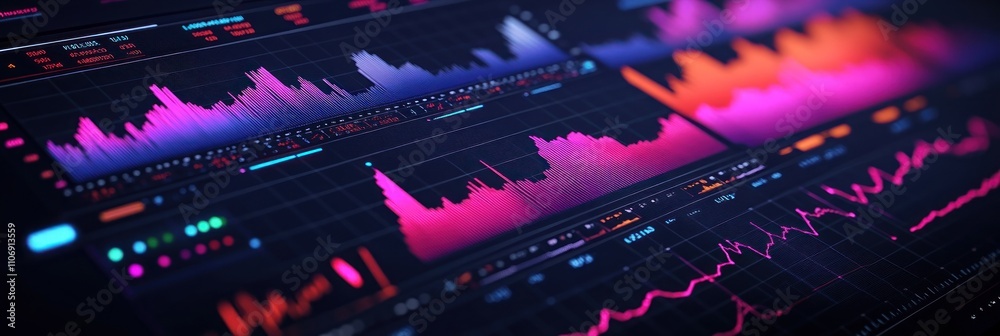 Poster A digital data visualization featuring colorful graphs and charts.