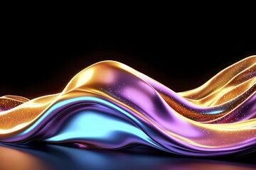 Abstract Liquid Gold Purple Blue Waves | Iridescent