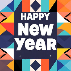 Obraz premium Modern Geometric New Year Card