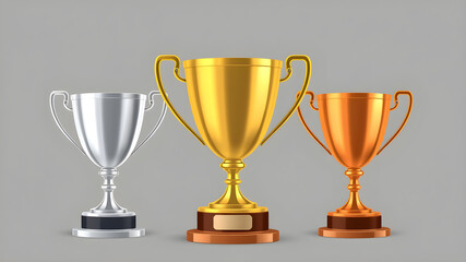 Gold, Silver and Bronze Trophy Cup. Vector stock illustration. Generative. AI