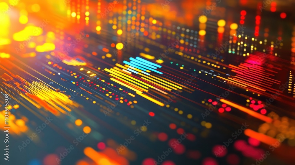 Aufkleber Abstract visualization of data with vibrant colors and dynamic lines.