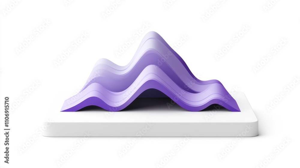 Poster A stylized purple wave form on a white base, representing data visualization or sound waves.