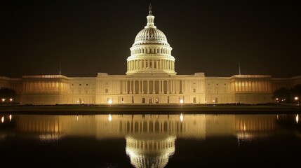 Fototapeta premium The United States Capitol Building Illuminated at Night