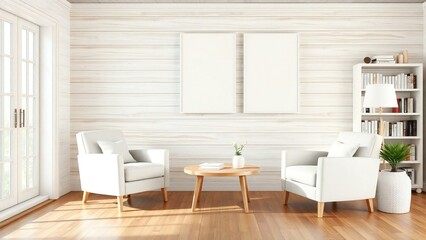 Fototapeta premium modern living room with fireplace