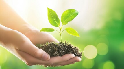 A person is holding a small plant in their hand